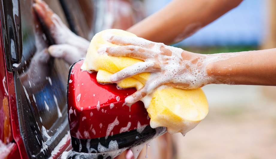 Car washing using a foam applicator